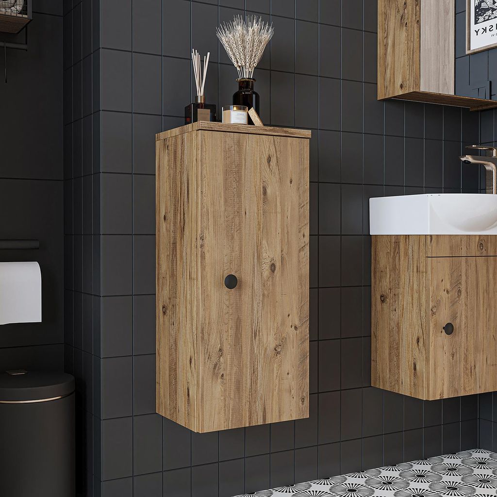 Roomart PUNTO Badmöbel Hochschrank 30 cm breit, Eiche