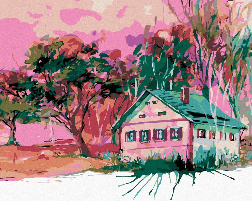 Zuty - Malen nach Zahlen - EIN HAUS IN EINEM BAYERISCHEN DORF, 40x50 cm, mit Keilrahmen (bereits gespannt)