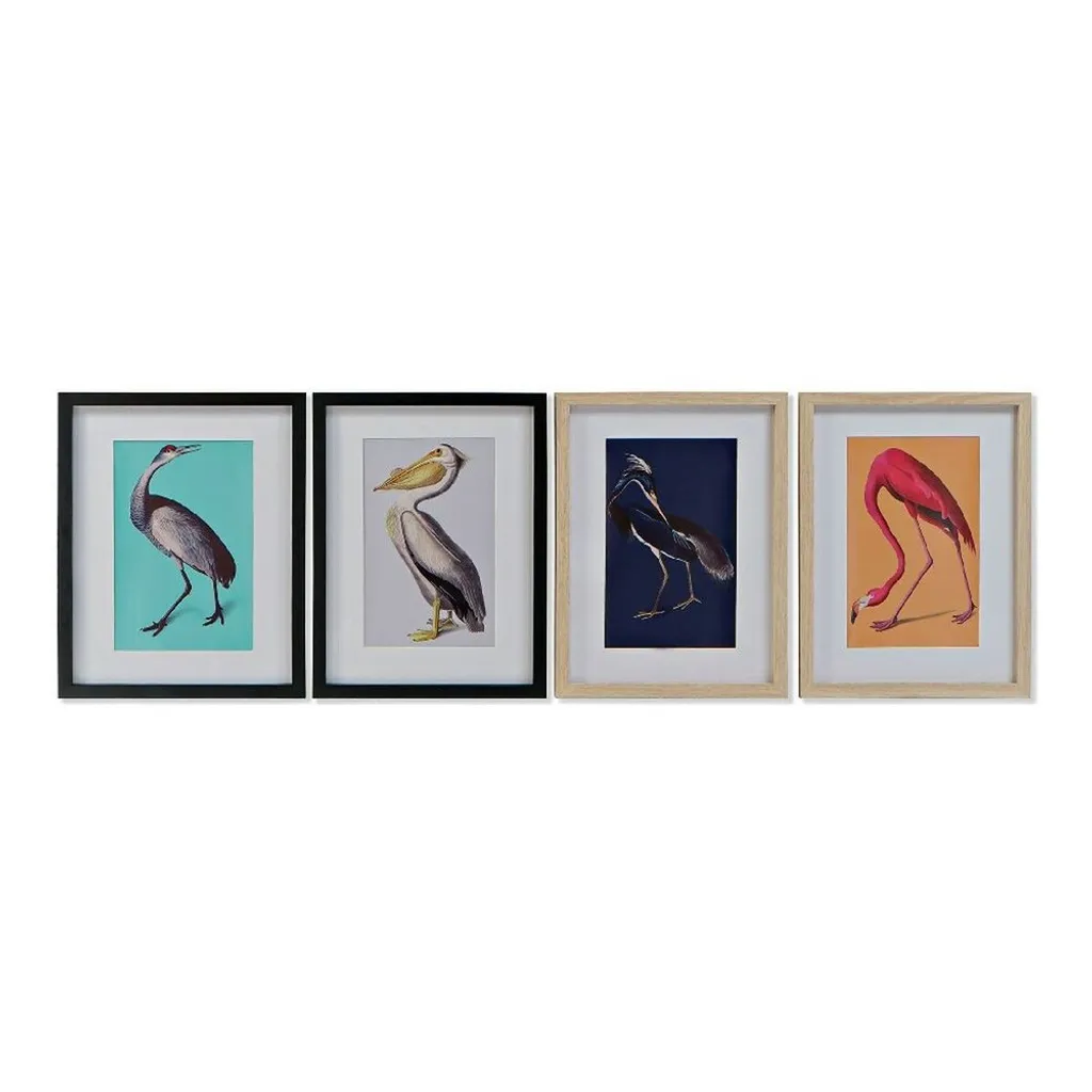 Habillage Mur Vide avec 4 Tableaux Oiseaux 35x45 cm DKD Home Decor