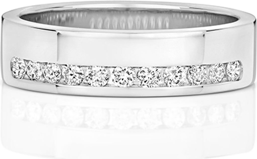 Funkelndes Feuer 9 Karat (375) Weißgold Halb Eternity Diamant Damenring Brillant-Schliff 0.25 Karat H - I1 I2, 50 (15.9); TRS318989KWRSK