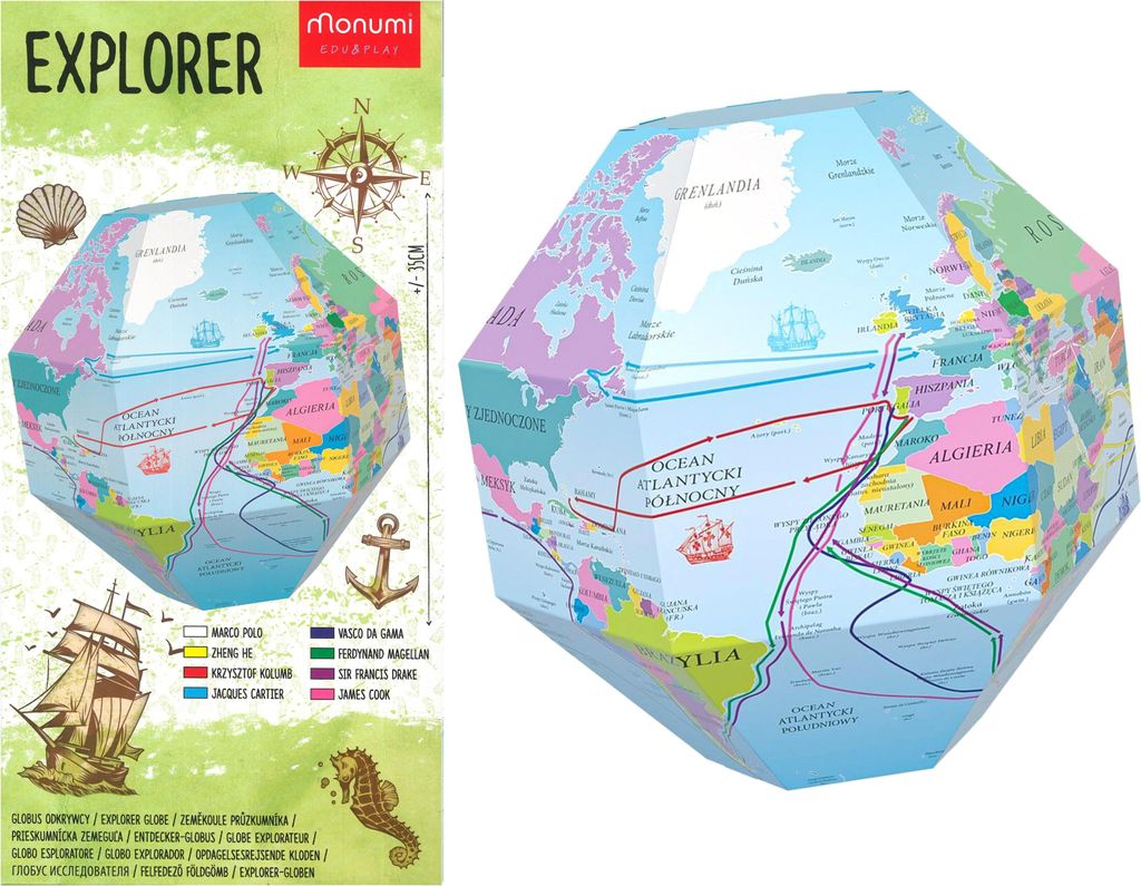 Karton Globus 35 cm "Entdecker" Monumi