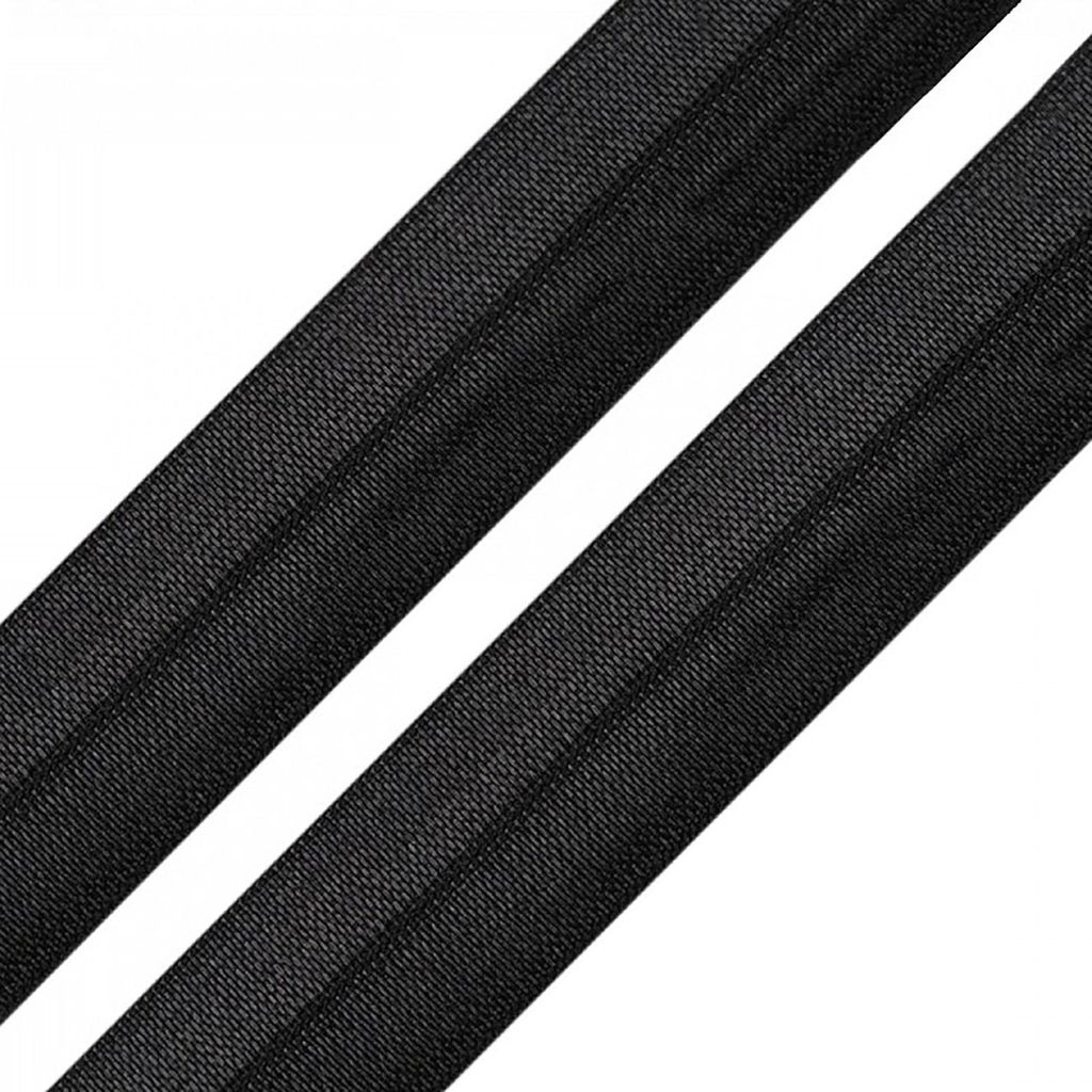 1m Einfassband 20mm hochelastisch gefalzt Meterware Faltgummi schwarz