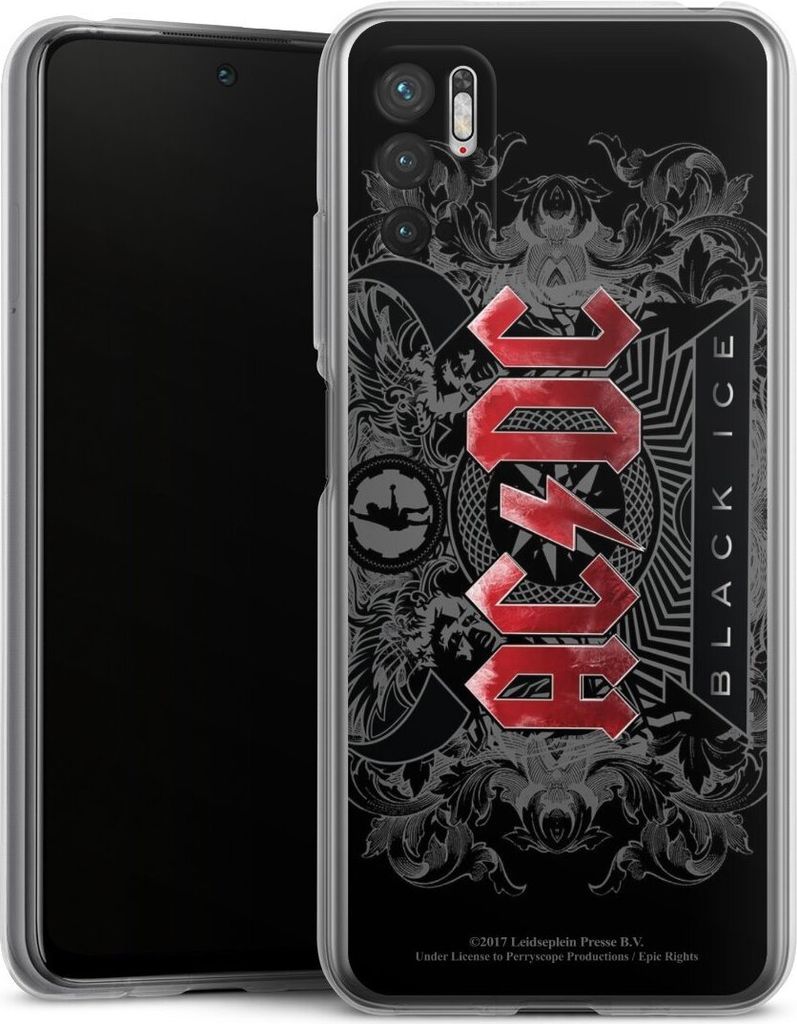 DeinDesign Handyhülle für Xiaomi Redmi Note 10 5G Silikon Hülle Case Smartphone Schutzhülle ACDC Black Ice Fanartikel