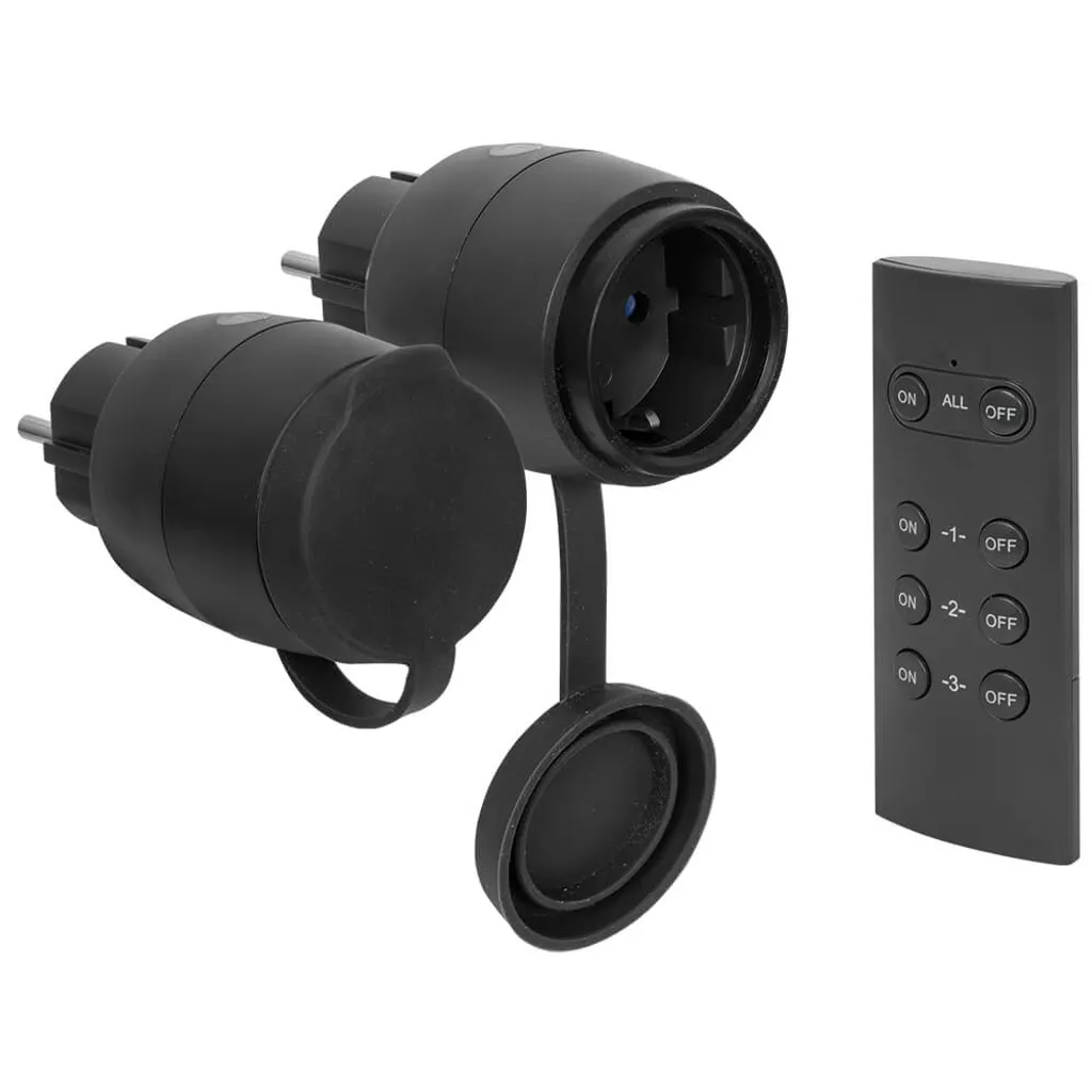 REV 0085600503 Funk-Schalt-Set 2+1 Mini Kit Prises Télécommandées Noir