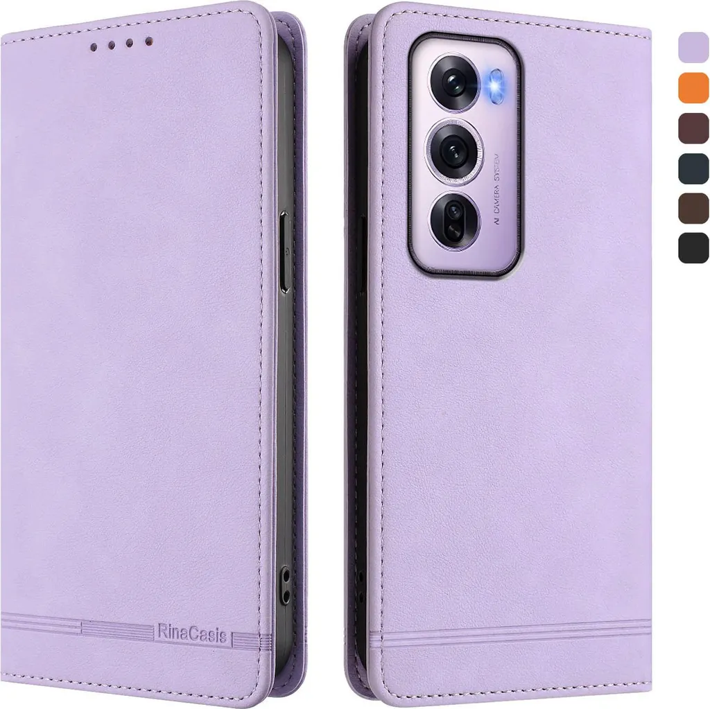 Custodia per Oppo Reno12 Pro 5G - Flip Cover Purple in Finto Cuoio
