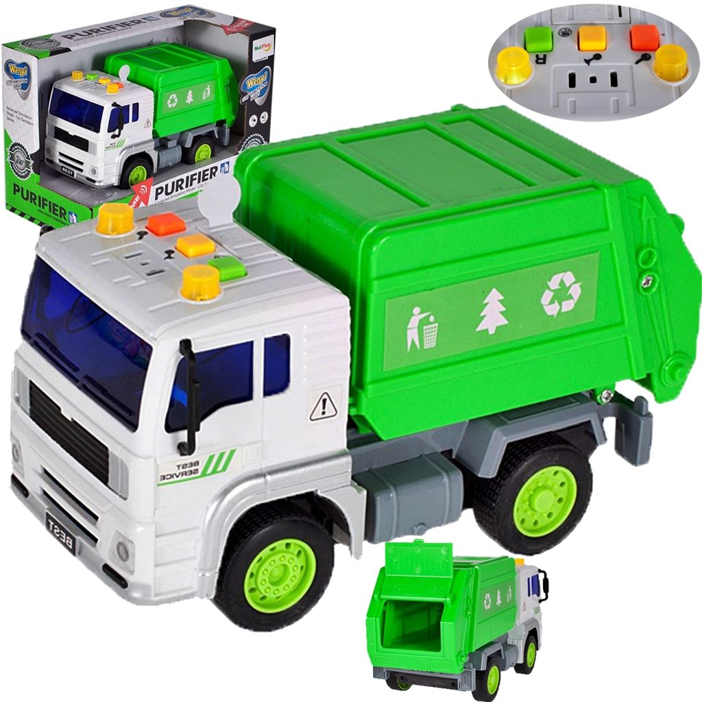Malplay Lkw-Müllwagen Mit Geräusche, Zubehör Container, Mülleimer 1:20