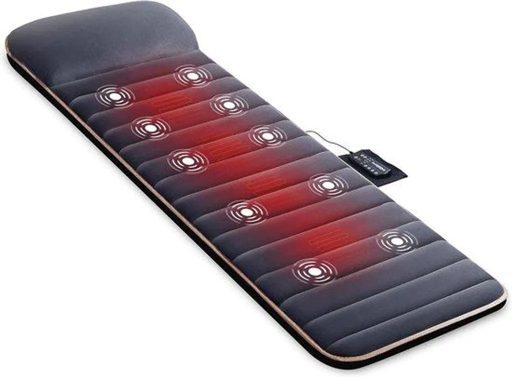 Tapis de massage chauffant XL avec 10 moteurs et télécommande LCD