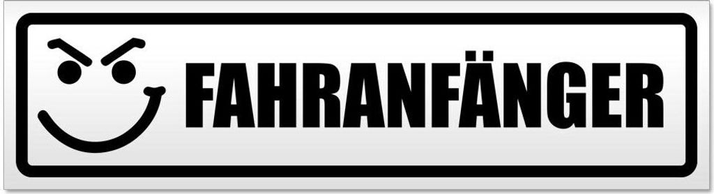 Kiwistar - Autoaufkleber - Schwarz - 30 x 8 cm - Fahranfänger böses Gesicht - Hinweis Aufkleber Sticker für Auto, Kfz, Fahrrad, PKW, LKW