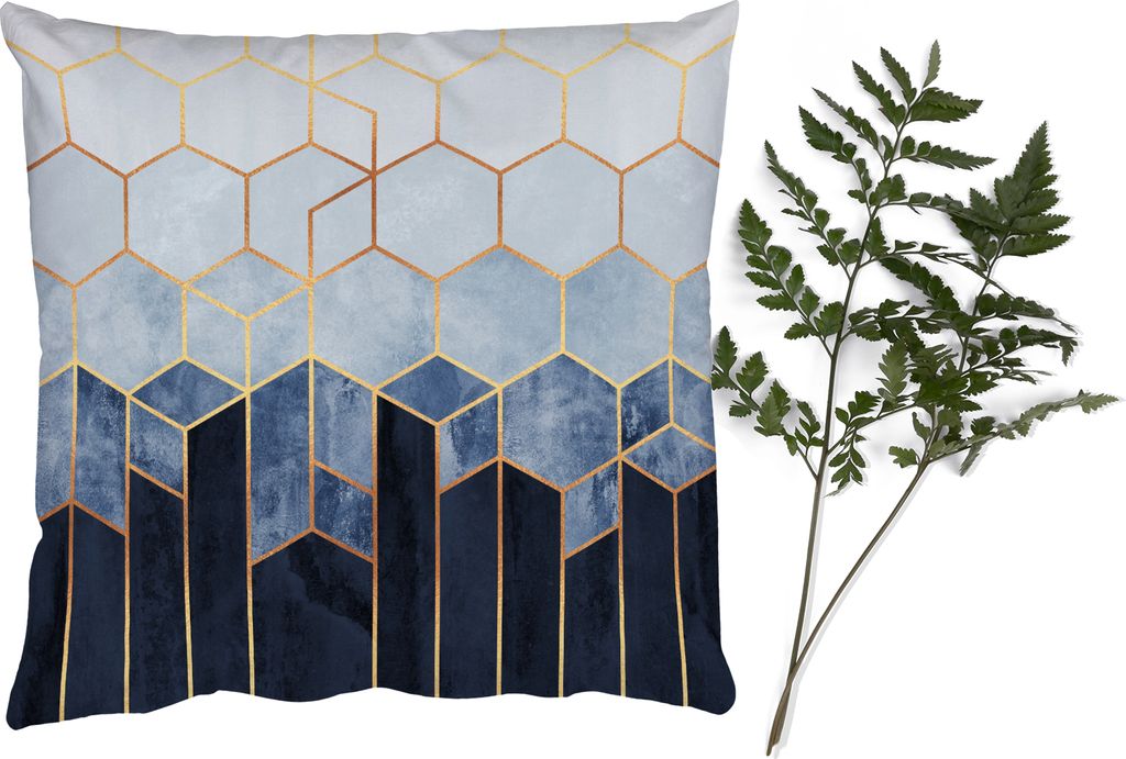 MuchoWow Zierkissen Sofakissen Wohnzimmer Dekokissen 40x40 cm Sechseck - Gold - Schablonen - Foto Kissen - Schlafzimmer Dekoration