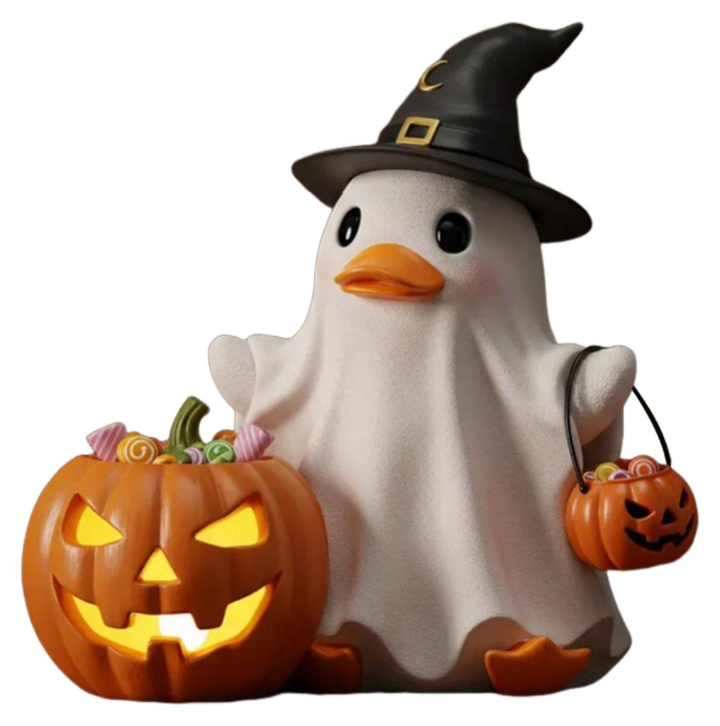 Halloween-Hexen-Geisterfigur mit Zuckermais-Kürbis-Dekor, Geisterente, Halloween-Harzstatue, Halloween-Dekor B