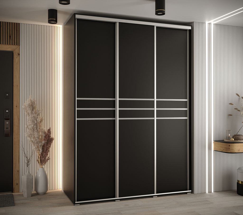 Kleiderschrank ASIRI 10 - 180/60 cm, schwarz/silber