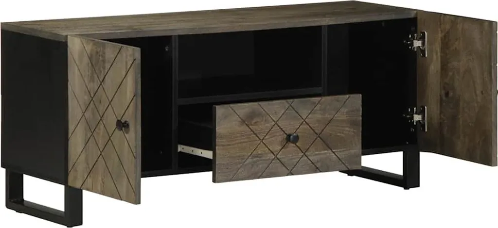 vidaXL Mobile TV nero 105x33x46 cm in legno massiccio di mango
