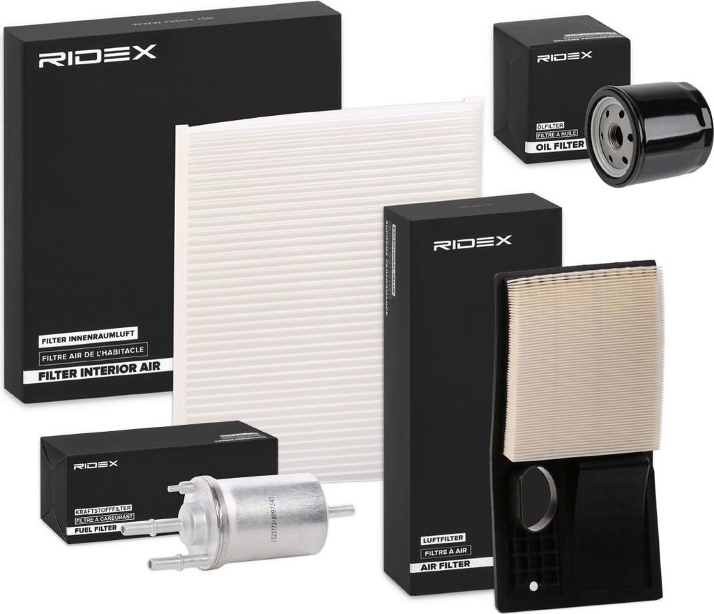 RIDEX Filterset Inspektionspaket Filtersatz für VW Golf V Schrägheck (1K1) POLO (9N) Polo Schrägheck (6R1, 6C1) Polo Limousine (602, 604, 612, 614)