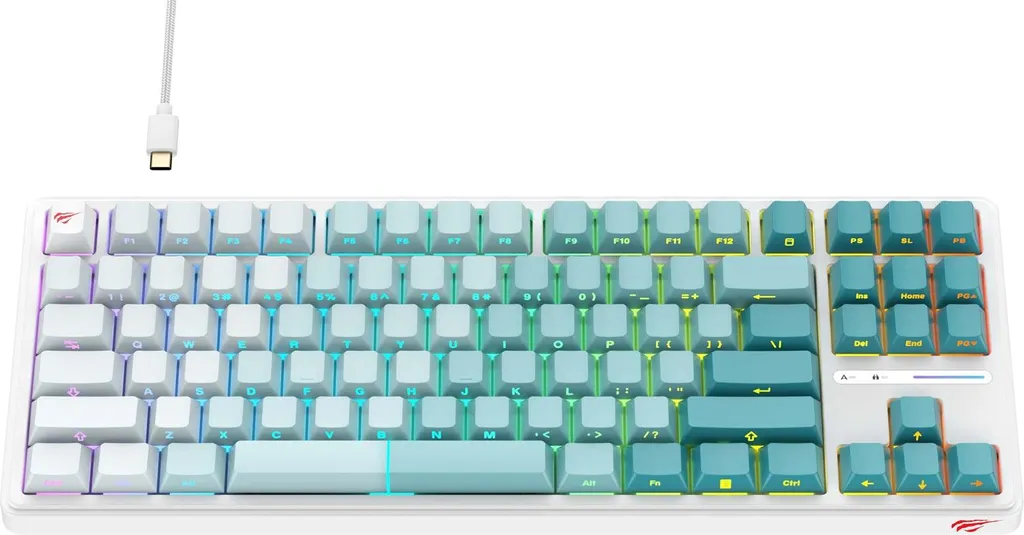 Clavier Gamer Havit KB901L Blanc et Vert - AZERTY Rétroéclairé Design
