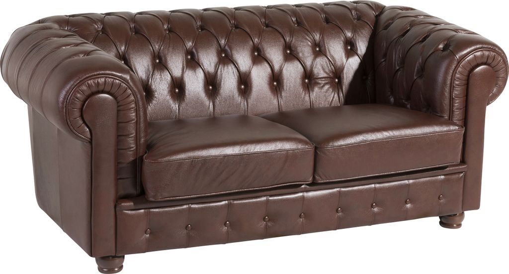 Max Winzer Sofa 2-Sitzer Bridgeport - Wischleder braun - Maße: 172 x 98 x 76 cm