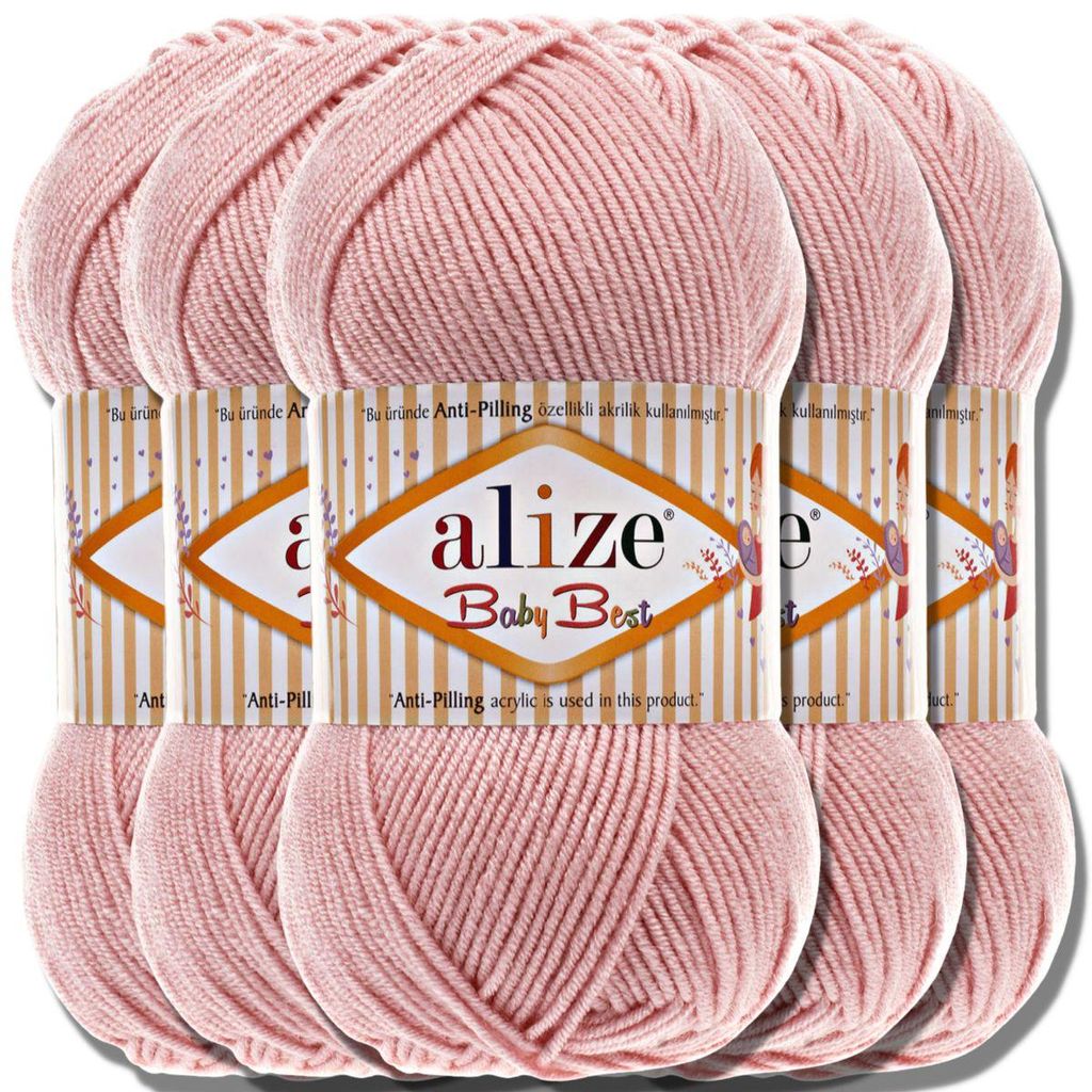 Alize 5x 100g Baby Best Wolle, Antipilling, Uni, Häkeln, Produktbild 