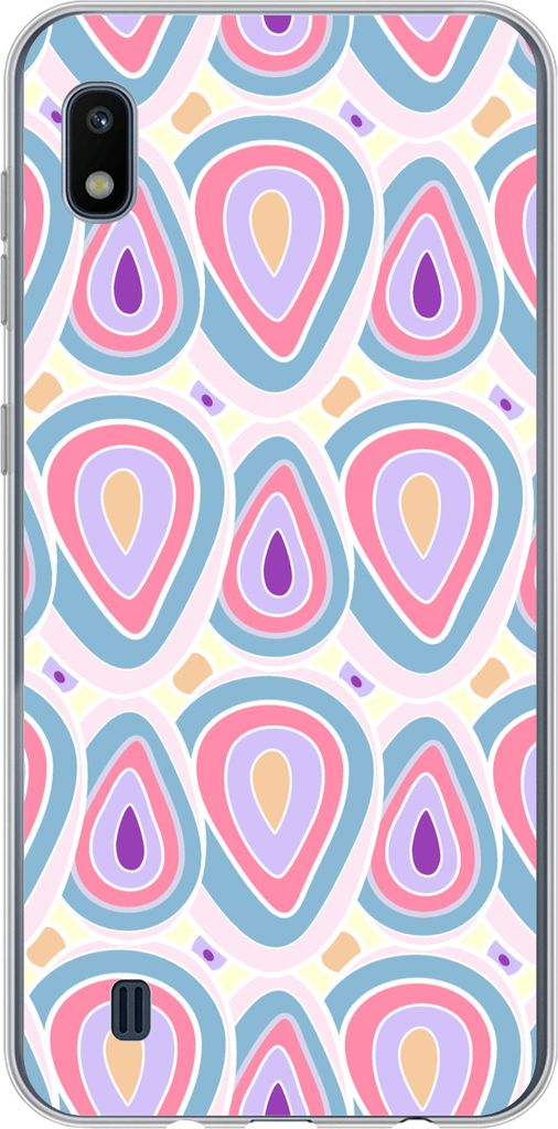 MuchoWow Handyhülle Schutzhülle Hülle für Telefoonhoesje Samsung Galaxy A10 Muster - Achat - Retro - Lila Silikon Softcase Handy Hülle - Sch...