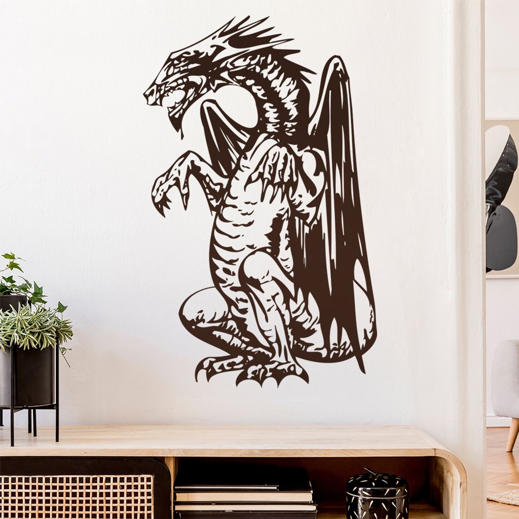 Drachen Wandtattoo in 6 Größen - Wandaufkleber Wall Sticker - Dekoration, Küche, Wohnzimmer, Schlafzimmer, Badezimmer