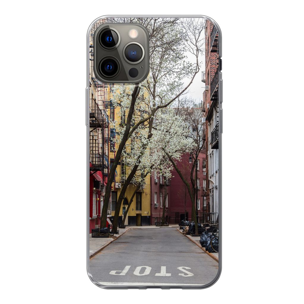 MuchoWow Handyhülle Schutzhülle Hülle für iPhone 12 Pro New York - Amerika - NYC Silikon Softcase Handy Hülle - Abdeckung