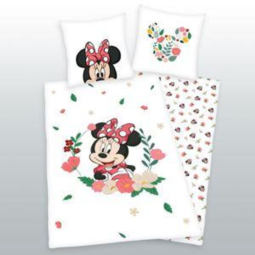 2 tlg Mädchen Bettwäsche Baumwolle 135x200 cm Minnie Maus Produktbild 