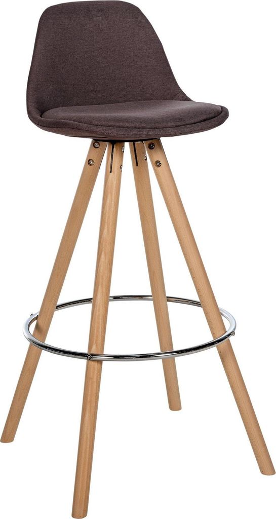 Runder Barhocker - Hocker - Optimaler Sitzkomfort, Stoffpolsterung, langlebig und pflegeleicht, Farbe: Braun | Kleidungsfarbe: Natur