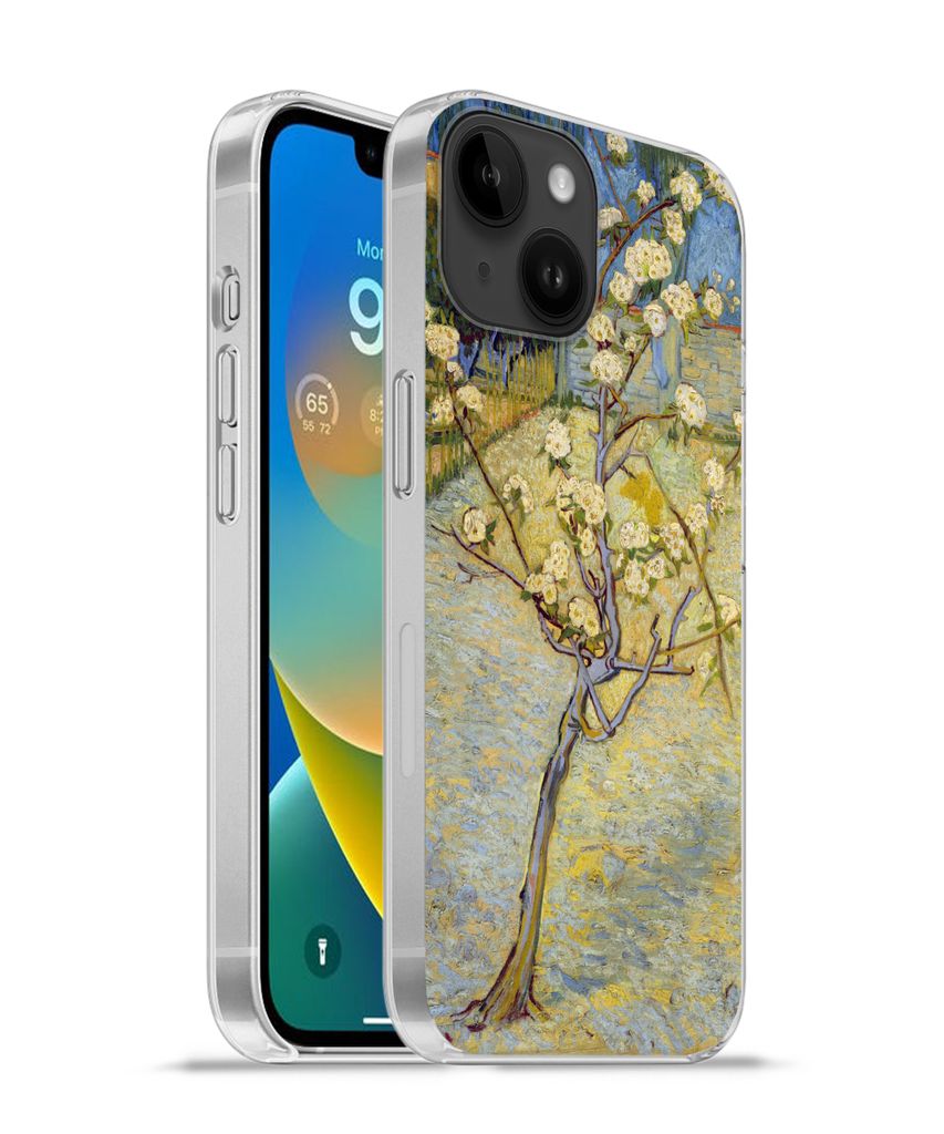 MuchoWow Handyhülle Schutzhülle Hülle für Apple iPhone 14 - Softcase Blühender Birnbaum - Vincent van Gogh Silikon Softcase Handy Hülle - M...
