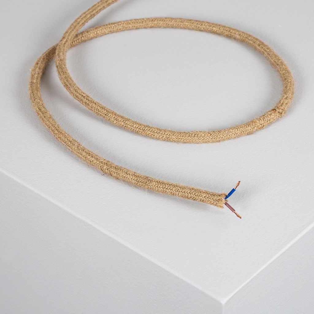 Elektrisches Textilkabel aus Naturhanf 3 m