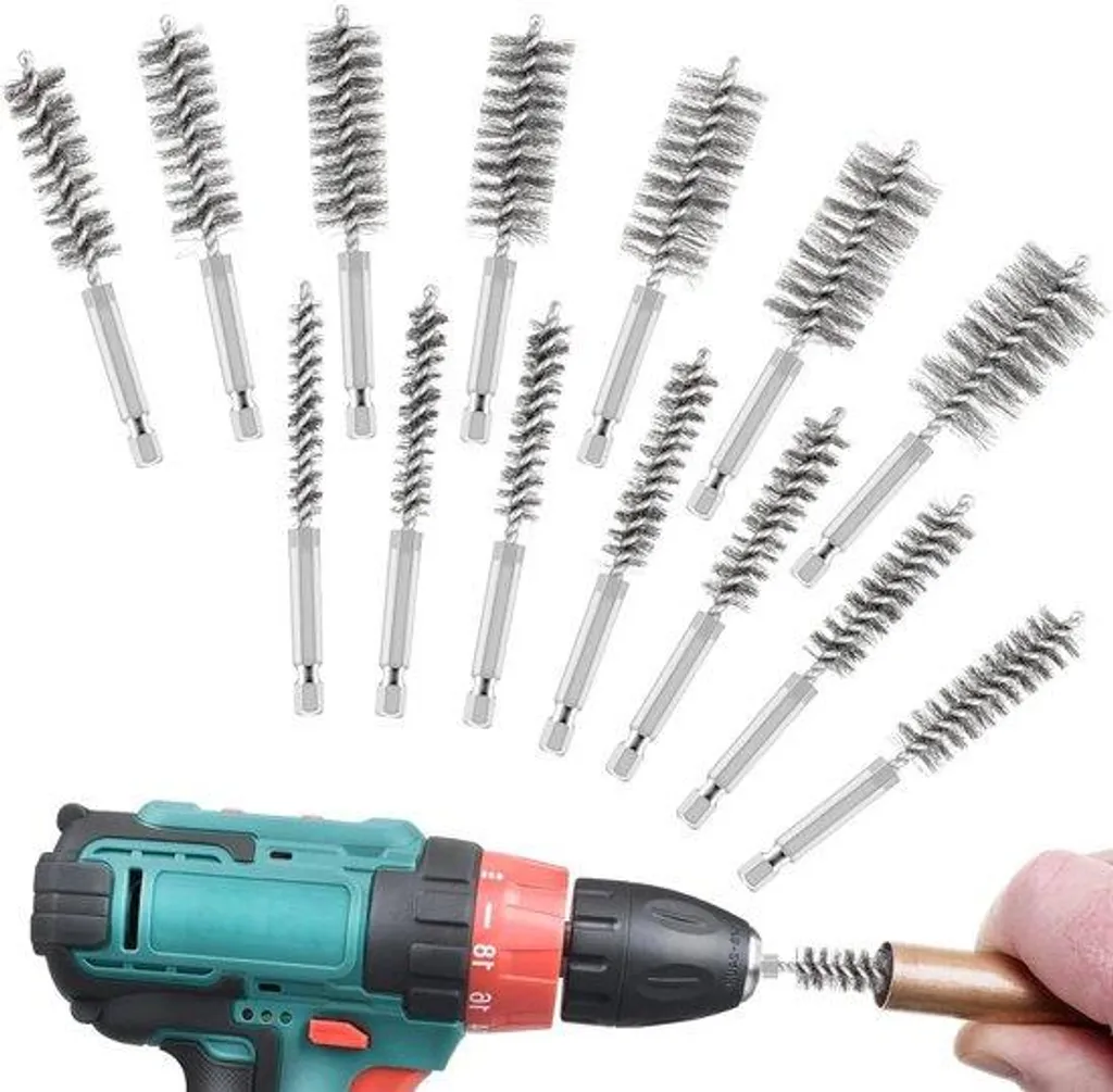 Kit brosses rotatives métalliques pour décapage métal sur visseuse 14 pcs