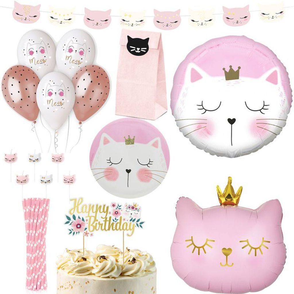 XXL Partyset Katze Kindergeburtstag Party Deko Produktbild 