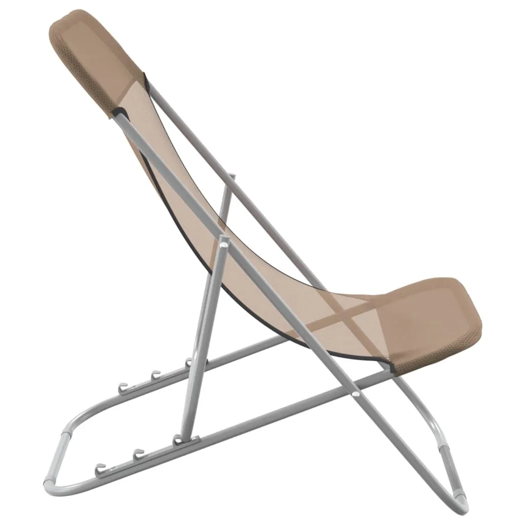 Chaises de plage 2 pcs en textilène taupe et acier robuste - Lot de 2