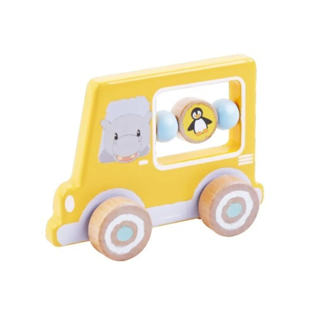 Voiture hippopotame Studio Circus en bois robuste et design pastel