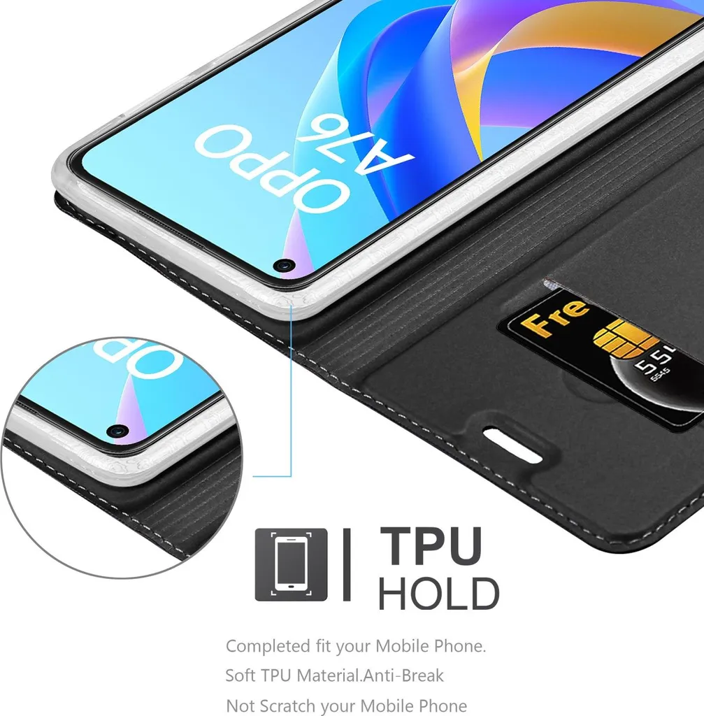 Cadorabo custodia per cellulare per Oppo A36 / A76 / A96 4G / K10 4G / Realme 9i custodia protettiva in nero Cover Etui Book Case - 6