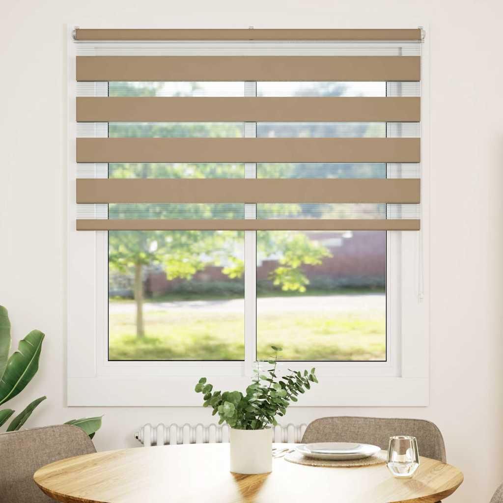 vidaXL Doppelrollo Sandbraun 130x150 cm Stoffbreite 125,9 cm Polyester