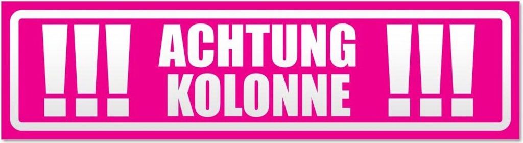 Kiwistar Achtung Kolonne invertiert Magnetschild Schild magnetisch - 20cm Pink - Magnetfolie für Auto PKW Kfz