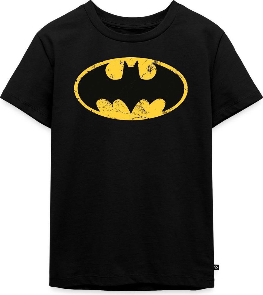 Spreadshirt DC Comics Batman Logo Used Look Karneval Kinder Premium T-Shirt, 98/104 (2 Jahre), Schwarz
