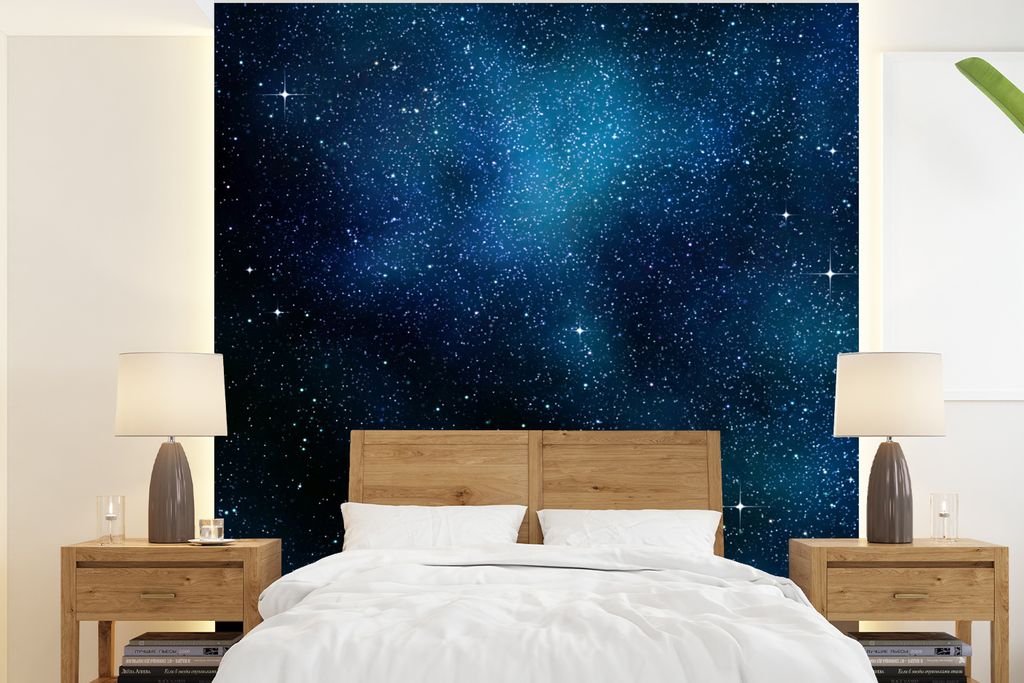 MuchoWow Fototapete für Wohnzimmer oder Schlafzimmer Wandtapete Vinyl Motivtapete Galaxie - Nacht - Galaxie - Jungen - Mädchen - Kinder - 240x2...