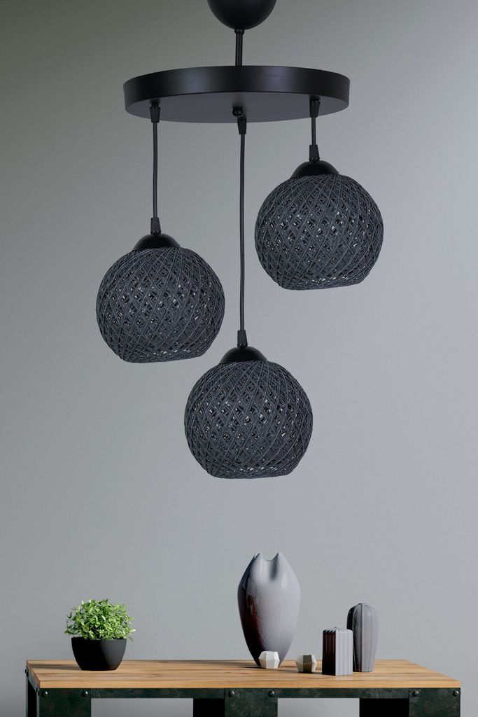 Opviq, SP008, Kronleuchter, Grau, Metall, 32 x 32 x 80 cm Produktbild 