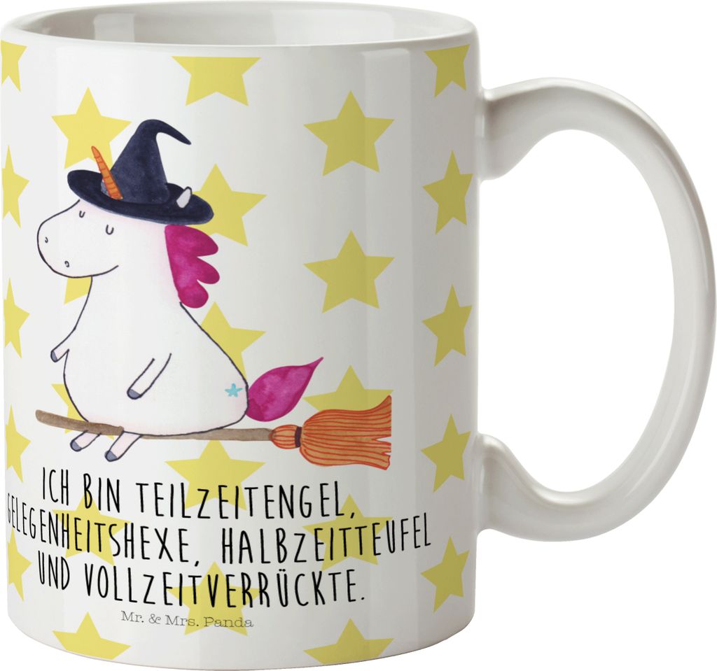 Mr. & Mrs. Panda Kindertasse Einhorn Hexe - Weiß - Geschenk, Teufel, Mehrwegbecher, Trinklernbecher, Haferl, Freundin, Frau, Ehefrau, Pott, Kinder...
