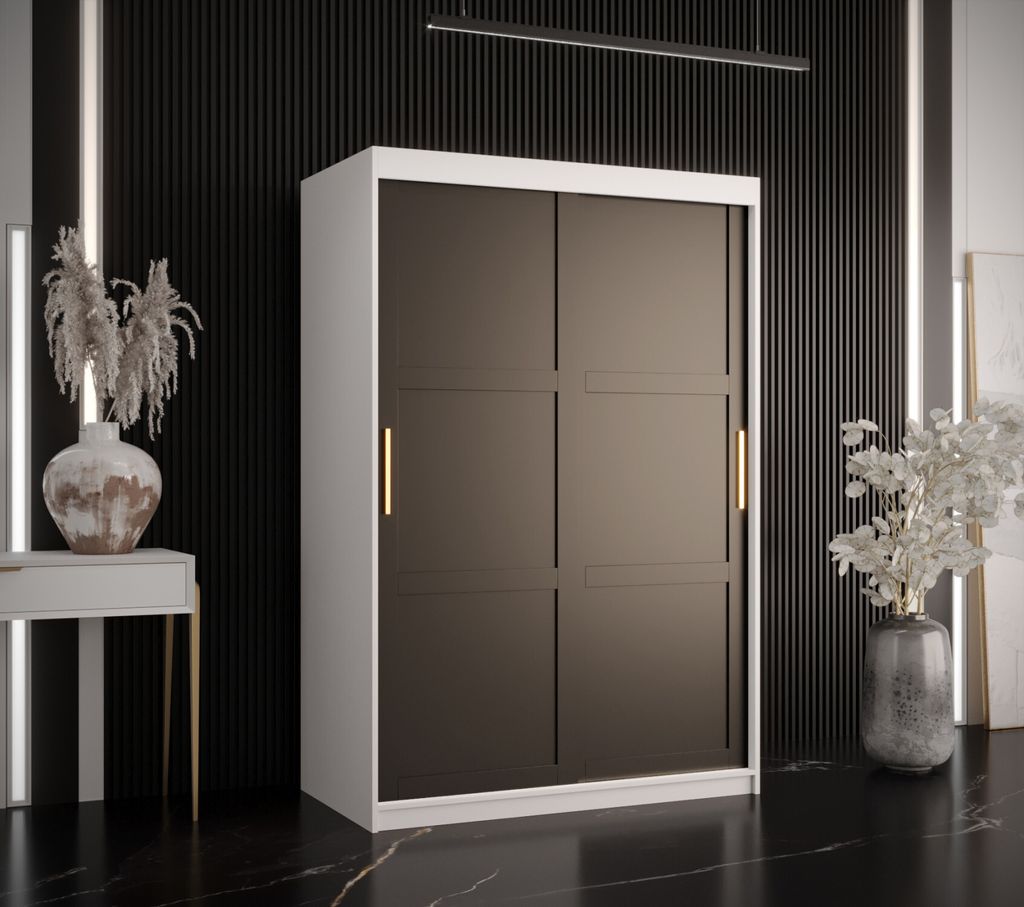 Kleiderschrank RAISA 1 – Breite 120 cm, weiß / schwarz