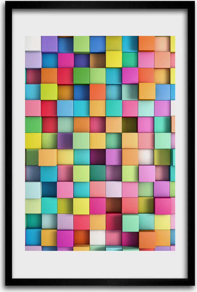 Bild - Bilderrahmen - 40 cm x 60 cm - MDF - Rahmen - Wandkunst - Abstraktionsquadrate