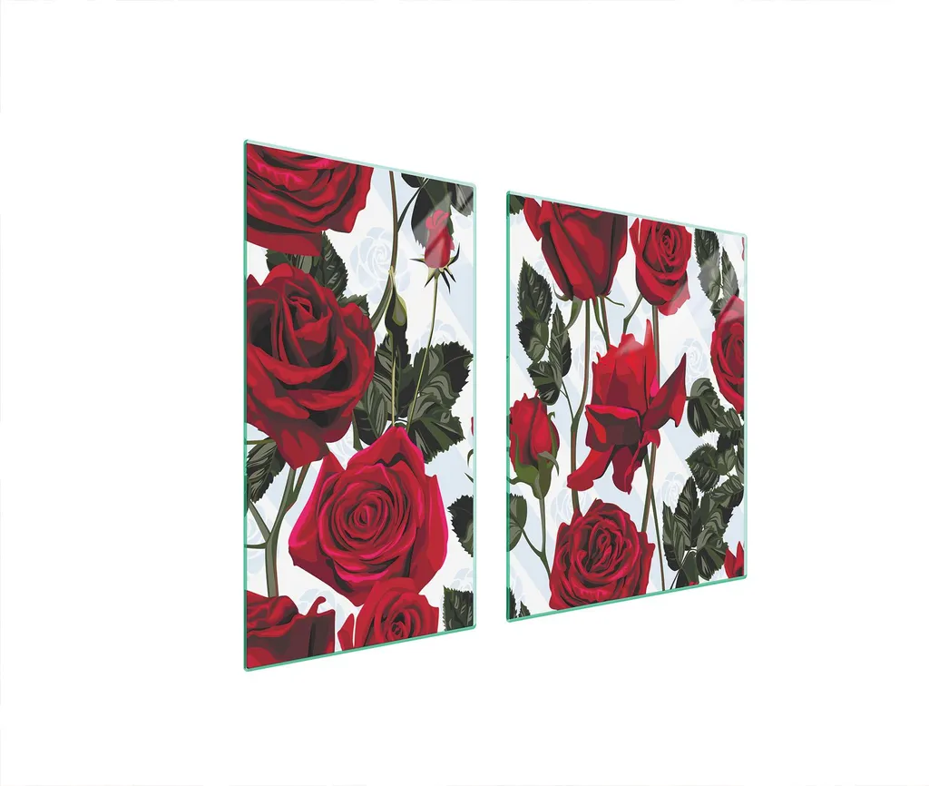 Copri Piano Cottura Universale 90x52 - 2 Piastre Vetro Rose Red