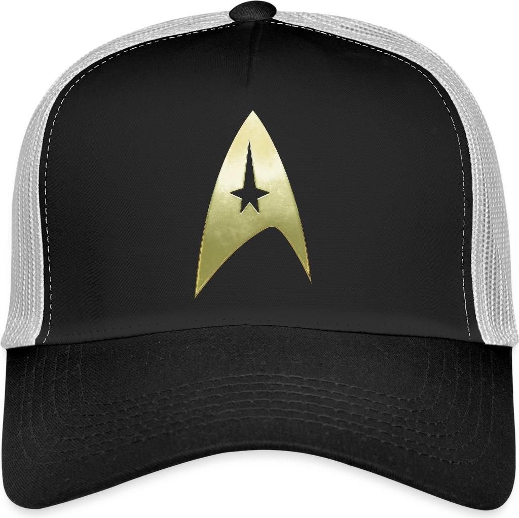Spreadshirt Star Trek The Original Series Logo Trucker Cap, One size, Schwarz/Steingrau
