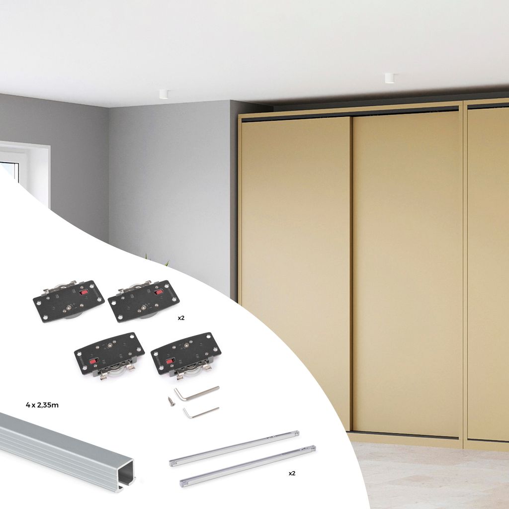 Kit de ferrures pour Flow2 2 portes coulissantes et armoire Image du produit 