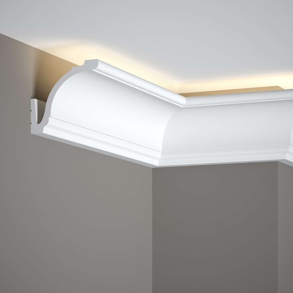 PROVISTON | Vorhangleiste Polystyrol | 92 x 83 x 2000 mm | Weiß | Stuckleiste | Lichtleiste