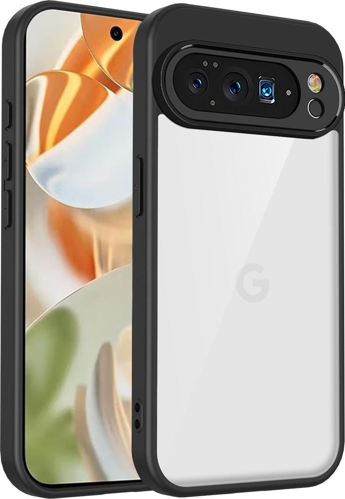 Hülle für Google Pixel 10 Pro XL Transparente Rückseite TPU Bumper Stoßfest Handyhülle Schwarz