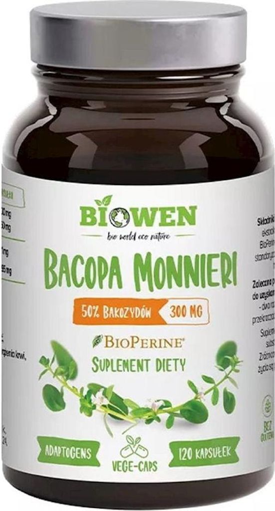 BACOPA MONNIERI EKSTRAKT (300 mg) BEZGLUTENOWY 120 KAPSUŁEK - BIOWEN