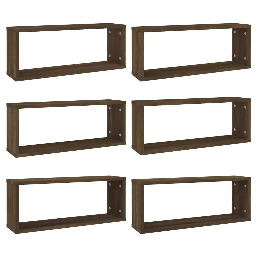 VidaXL Scaffali a Cubo 6 pz Rovere Marrone | Mensole Parete Design 60x15x23