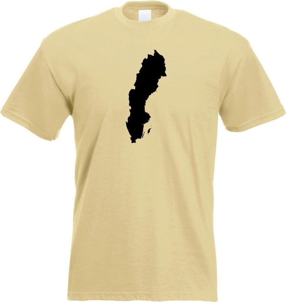 Kiwistar - T-Shirt - Khaki - Schweden Umriss Kontur Herren Funshirt Bedruckt Design Sprüche Spruch Motive - mit Motiv Bedruckt - Funshirt Design -...