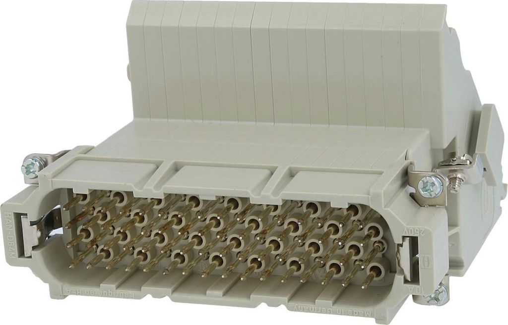 HARTING Han 64D Anschlussverteiler Stifteinsatz (M) "rechts" Schraubanschluss, 64-polig+PE 250V, 10A - 1 Stück