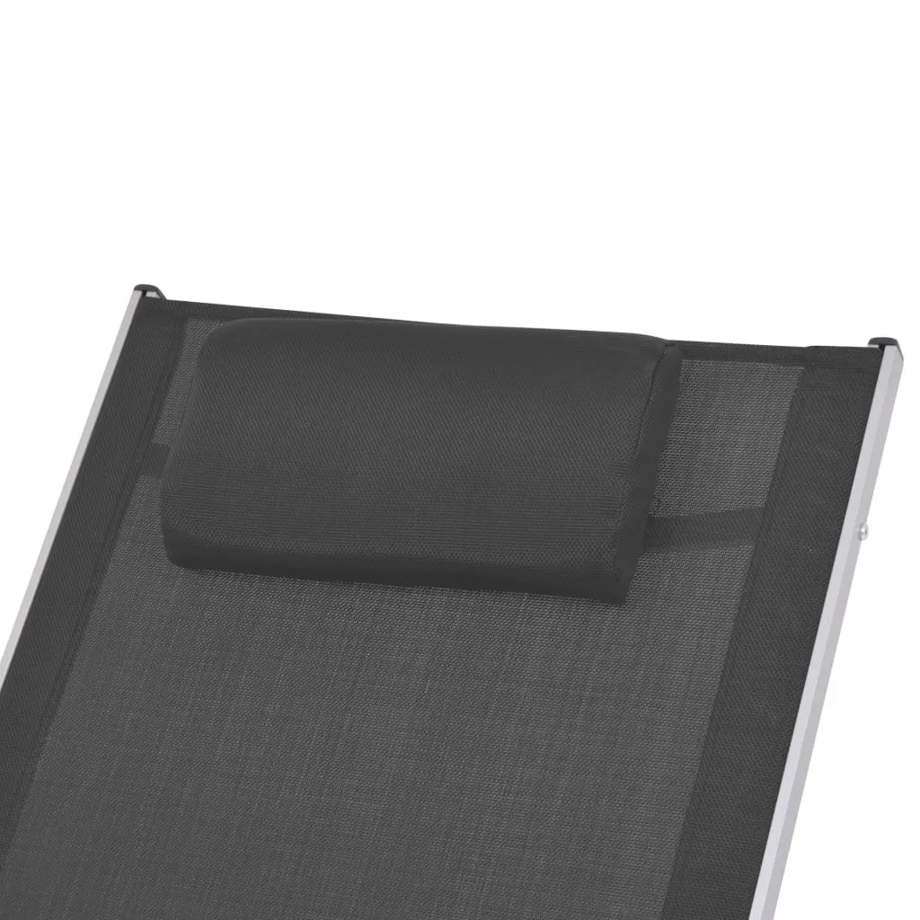 Fauteuil à bascule confortable noir en textilène et structure acier robuste - 4